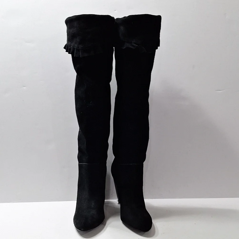 BCBGeneration Black Suede Leather Whimsigoth Over The Knee Boots Size 5.5B